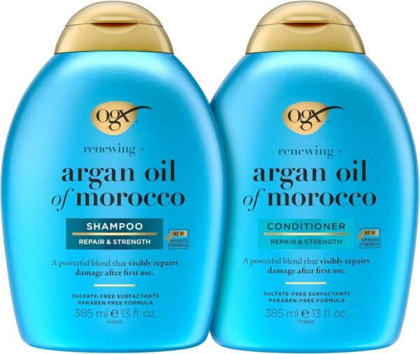 Set shampoo e balsamo OGX Renewing + Argan Oil of Morocco, 375 ml (la confezione può variare), blu