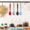4 cucchiai in silicone, cucchiai in silicone colorati, cucchiai da cucina antiaderenti, piccoli cucchiai da cucina, cucchiai da portata, cucchiai da forno, strumenti per mescolare e mescolare (blu,