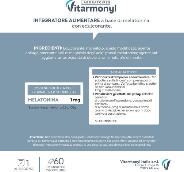 81xKhNsximL._AC_SL1500_.jpg Melatonin Express - Integratore Alimentare per Sonno e Jet Lag - Melatonina per Dormire - Gusto Menta - Senza Zucchero - Confezione da 60 Compresse Solubili in Oro Vitarmonyl