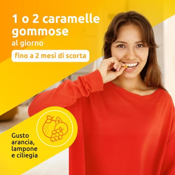 Supradyn Energy Integratore Multivitaminico Completo con Vitamine A, B, C, D, E e Coenzima Q10, 70 Caramelle Gommose Multivitaminiche al Gusto Ciliegia, Lampone e Arancia