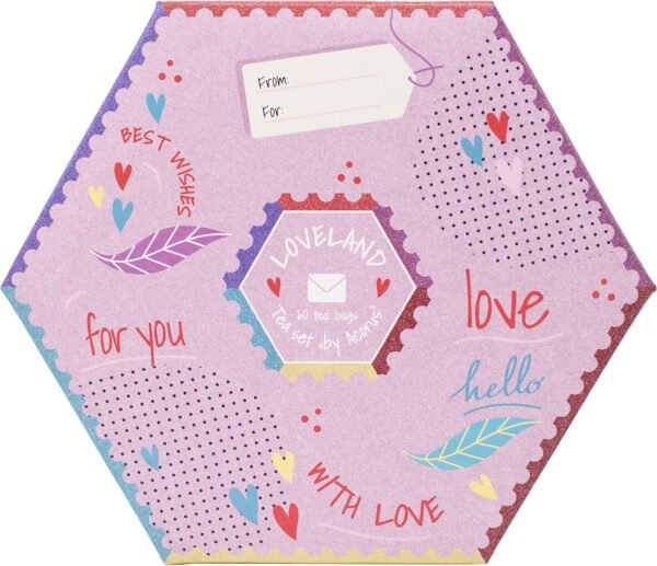 ACORO | Assortimento di tè Loveland | Confezione Regalo Confezione Regalo con Cestino di Tè Naturali Assortiti di 6 Gusti | Sorprendi i tuoi cari | Casella di selezione grande | 60 bustine di tè