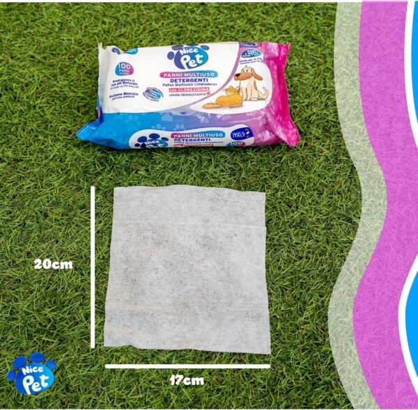9130cN2VHXL._AC_SL1500_.jpg Nice Pet Salviette Detergenti Igienizzanti Multiuso per Cani e Gatti, Formulazione al Profumo di Muschio con Clorexidina, Confezione da 100 Salviettine Umidificate