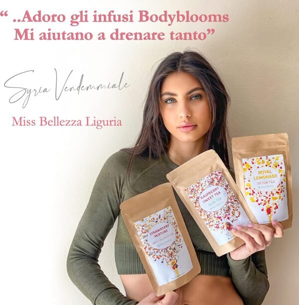 Bodyblooms Tisana Drenante e Snellente al Gusto Lampone | Infusi Pancia e Addome Donne/Uomini | Tè e Infusi Freddi e Caldi | Tisana Fredda e Calda | Infusi Freddi 100 g con Frutta in
