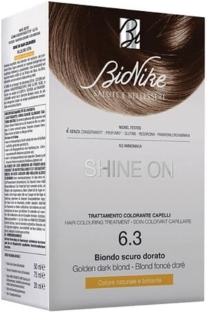 51DDWs62feL._AC_SL1000_.jpg Bionike Shine On Treatment N.6.3 Biondo Scuro Dorato Kit Colorante Senza Ammoniaca Azione Nutriente e Protettiva, Dona Colore Brillante, Copre i Capelli Bianchi