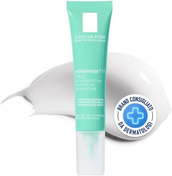 La Roche-Posay Hydraphase Intense Crema Contorno Occhi per Occhi Sensibili, Effetto Reidratante, Anti Borse e Anti Fatica, Arricchita con Acido Ialuronico e Caffeina, 15 ml