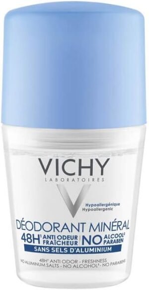 51X53HJ5iZL._AC_SL1200_.jpg Vichy Dermo-Tolerance Deodorante Roll-on, per Tutti i Tipi di Pelle, Unisex, Alta Efficacia e Tollerabilità, Senza Sali di Alluminio, Senza Alcool, Senza Parabeni, 50 ml