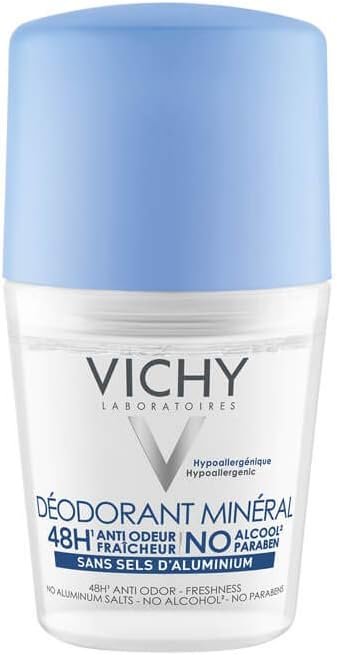 Vichy Dermo-Tolerance Deodorante Roll-on, per Tutti i Tipi di Pelle, Unisex, Alta Efficacia e Tollerabilità, Senza Sali di Alluminio, Senza Alcool, Senza Parabeni, 50 ml