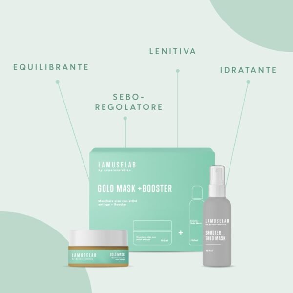 LAMUSELAB Gold Mask Maschera Viso Antietà con Trattamento Booster, Seboregolatore, Idratante e Protettivo, Sebonormalizzante 2 in1 100 ml