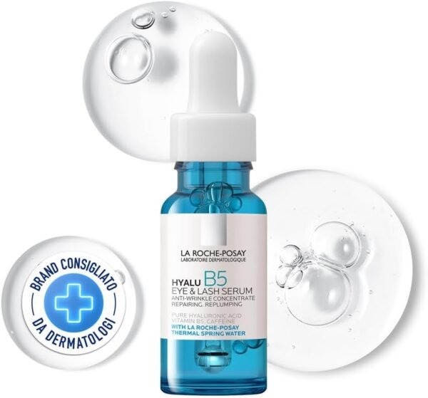 La Roche-Posay, Hyalu B5 siero occhi antirughe, anti-occhiaie, riparatore e rimpolpato, arricchito con acido ialuronico e vitamina B5, senza profumo, per tutti i tipi di pelle, 15 ml