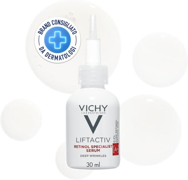 Vichy Liftactiv Specialist Retinol Serum, Siero Antietà al Retinolo, Adatto a Tutti i Tipi di Pelle, Azione Correttiva, Effetto Uniformante e Rigenerante, Formula con Tecnologia Retinol Guard, 30 ml