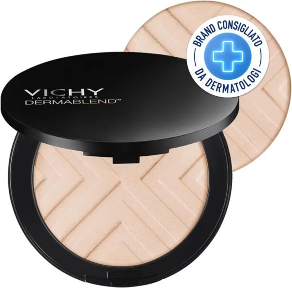 Vichy Dermablend Fondotinta correttore in polvere compatto per pelle grassa Alta copertura e pelle uniforme con pigmenti naturali 15 10g