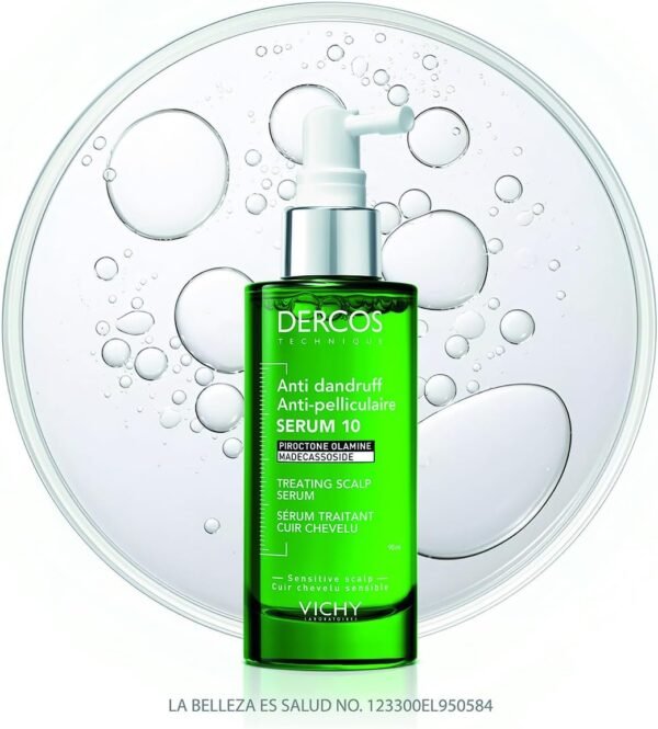 Vichy Dercos Serum 10 Siero antiforfora multi-benefici, riduce l'eccesso di sebo e meno irritazioni, per un cuoio capelluto più sano, con piroctone olamina, madecassoside e vitamina C 90 ml