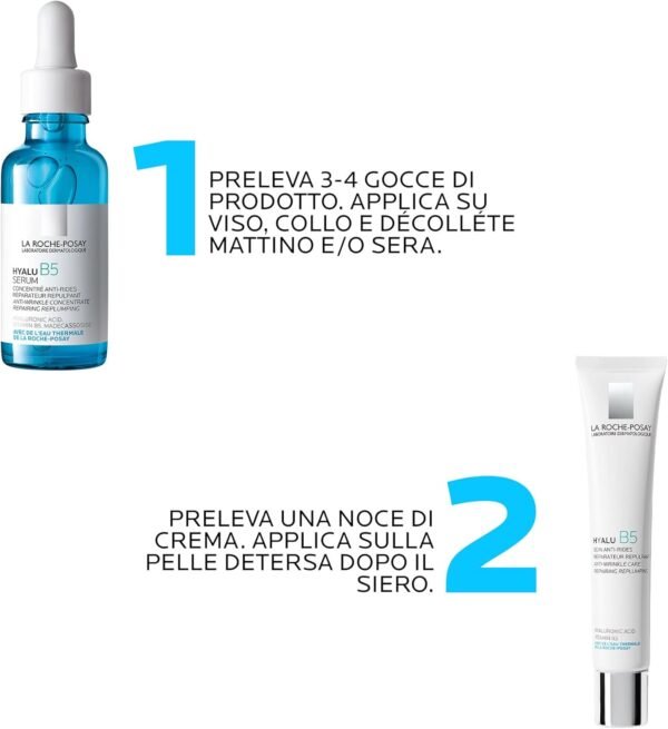 La Roche-Posay Hyalu B5 Duo Siero Antirughe 30 ml + Crema Rimpolpante 40 ml | Trattamento intensivo con Acido Ialuronico e Vitamina B5