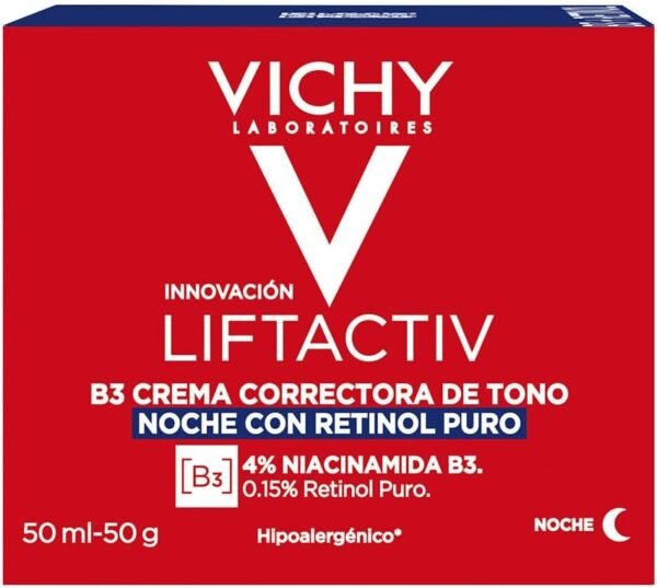 Vichy Liftactiv B3 Crema Notte Antimacchia per Pelli Mature, Pelle più Luminosa e Radiosa, Macchie Ridotte, Arricchita con Niacinamide e Retinolo, 50 ml