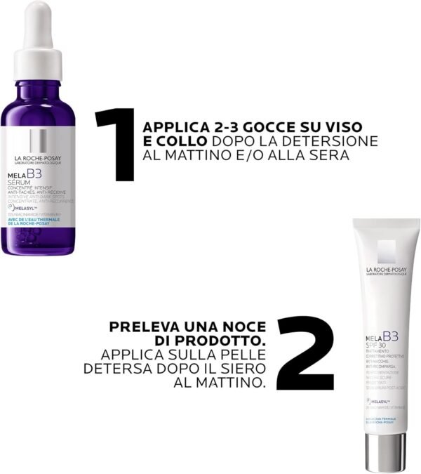 Duo Apple B3 La Roche-Posay: siero antimacchia 30 ml + crema 40 ml | Trattamento Uniformante Completo con Melasyl e Niacinamide