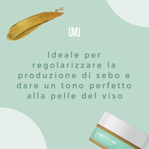LAMUSELAB Gold Mask Maschera Viso Antietà con Trattamento Booster, Seboregolatore, Idratante e Protettivo, Sebonormalizzante 2 in1 100 ml