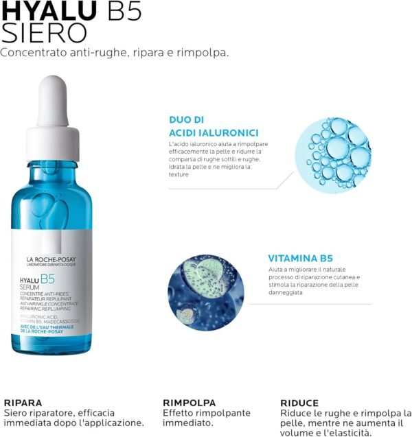 La Roche-Posay Hyalu B5 Duo Siero Antirughe 30 ml + Crema Rimpolpante 40 ml | Trattamento intensivo con Acido Ialuronico e Vitamina B5