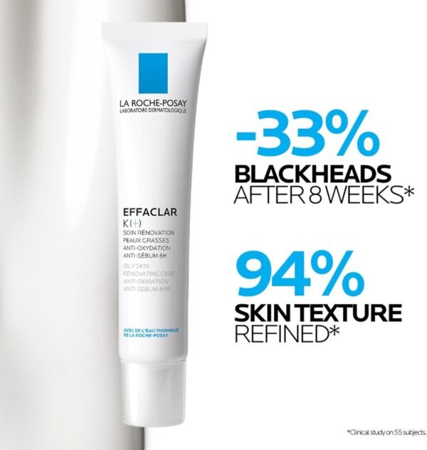 La Roche Posay Effaclar K (+), Trattamento Rinnovatore, Per Pelli Grasse, Azione Antiossidante e Seboregolatrice, Pelle Liscia e Opaca, con Vitamina E e Carnosina, 40 ml