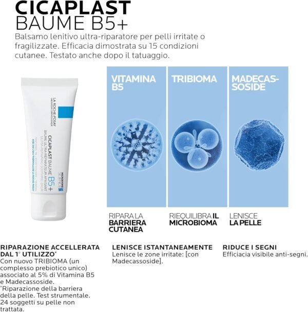 La Roche-Posay Cicaplast Baume B5+ Balsamo Riparatore Viso e Corpo Pelli secche e sensibili Pantenolo Madecassoside [Pack of 2] 40 ml