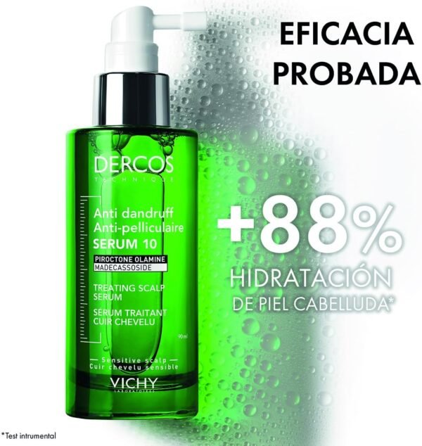Vichy Dercos Serum 10 Siero antiforfora multi-benefici, riduce l'eccesso di sebo e meno irritazioni, per un cuoio capelluto più sano, con piroctone olamina, madecassoside e vitamina C 90 ml