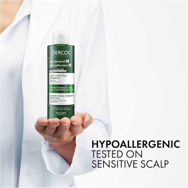 Vichy Dercos Shampoo Antiforfora K Per Tutti i Tipi di Capelli, Azione Purificante ed Esfoliante, Rimuove Sebo e Residui, Arricchito con Acido Salicilico, Piroctolamina e Glicerina, 250 ml