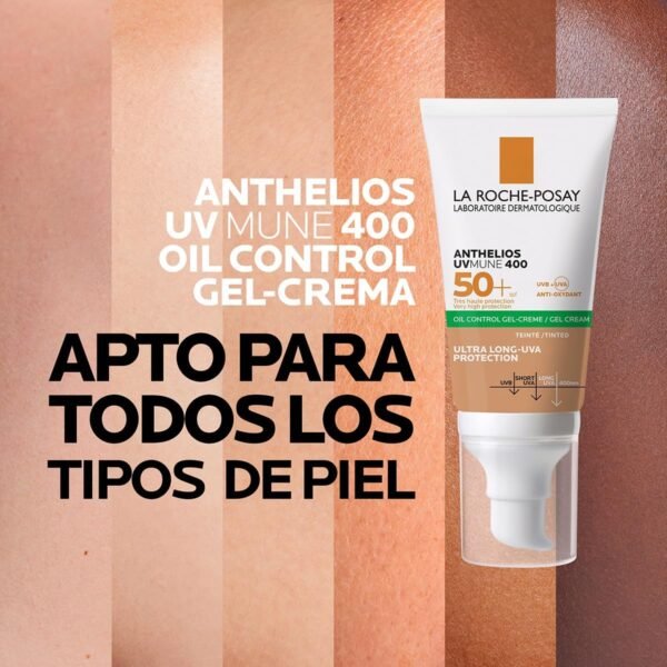 La Roche-Posay Anthelios SPF50+ crema gel colorata per pelli reattive o sensibili al sole, protezione ad ampio spettro con acqua termale La Roche-Posay, 50 ml