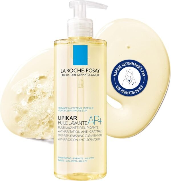 La Roche-Posay Lipikar AP+ Olio doccia detergente, per pelli sensibili, antiarrossamento, ultra-idratazione, formula con Aqua Posae Filiformis, burro di karitè, niacinamide, 400 ml