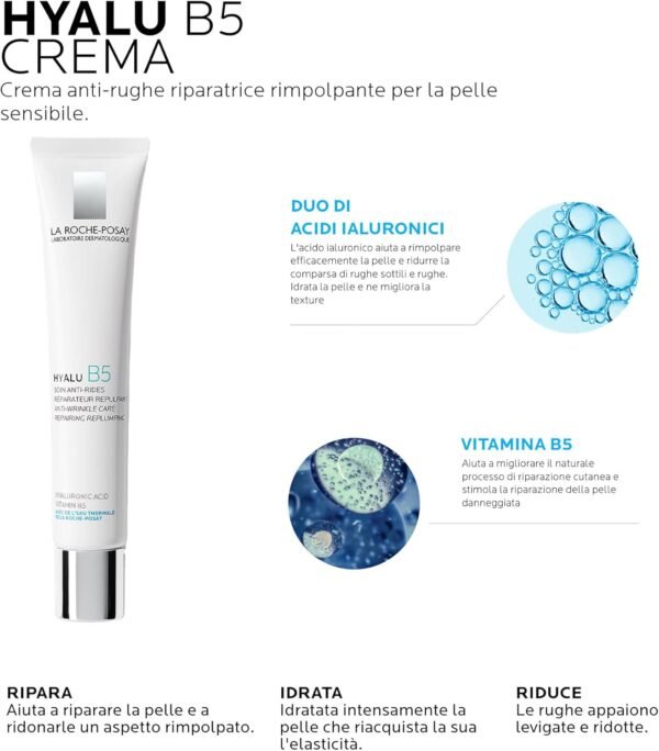 La Roche-Posay Hyalu B5 Duo Siero Antirughe 30 ml + Crema Rimpolpante 40 ml | Trattamento intensivo con Acido Ialuronico e Vitamina B5